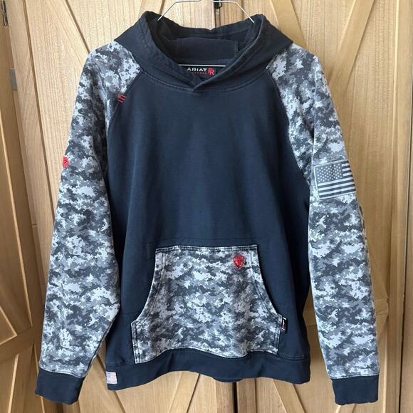 Ariat FR Hoodie Black Camo Men’s Size Small - Picture 1 of 9